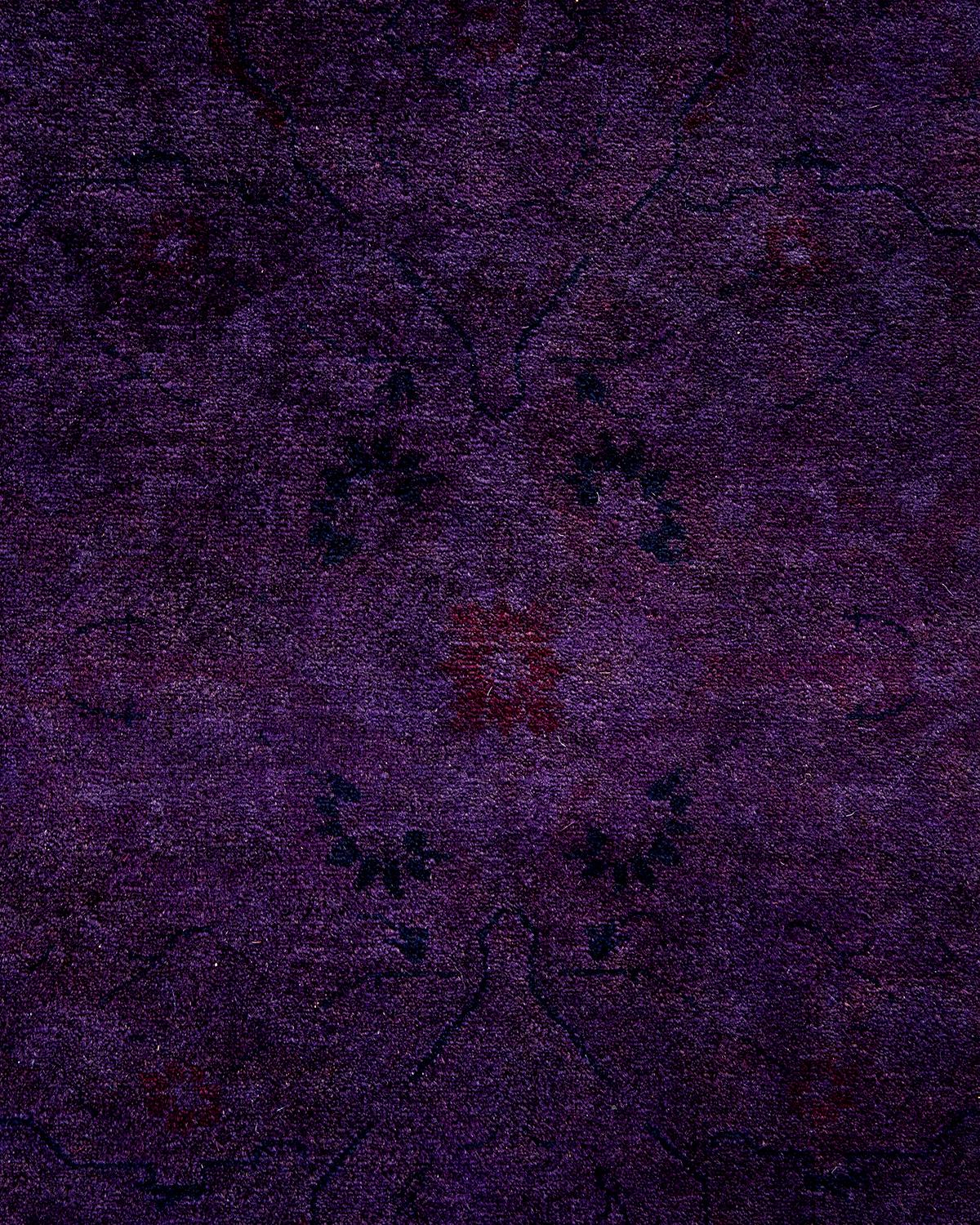 Pakistani Contemporary Fine Vibrance Hand Knotted Wool Purple Area Rug For Sale