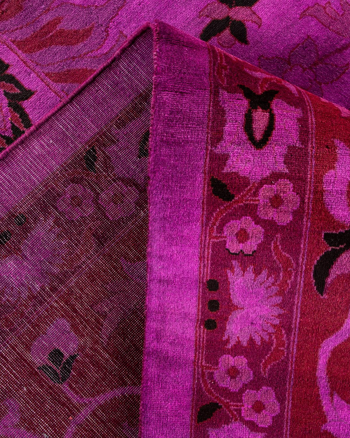 Contemporary Fine Vibrance Hand Knotted Wool Purple Area Rug For Sale 2