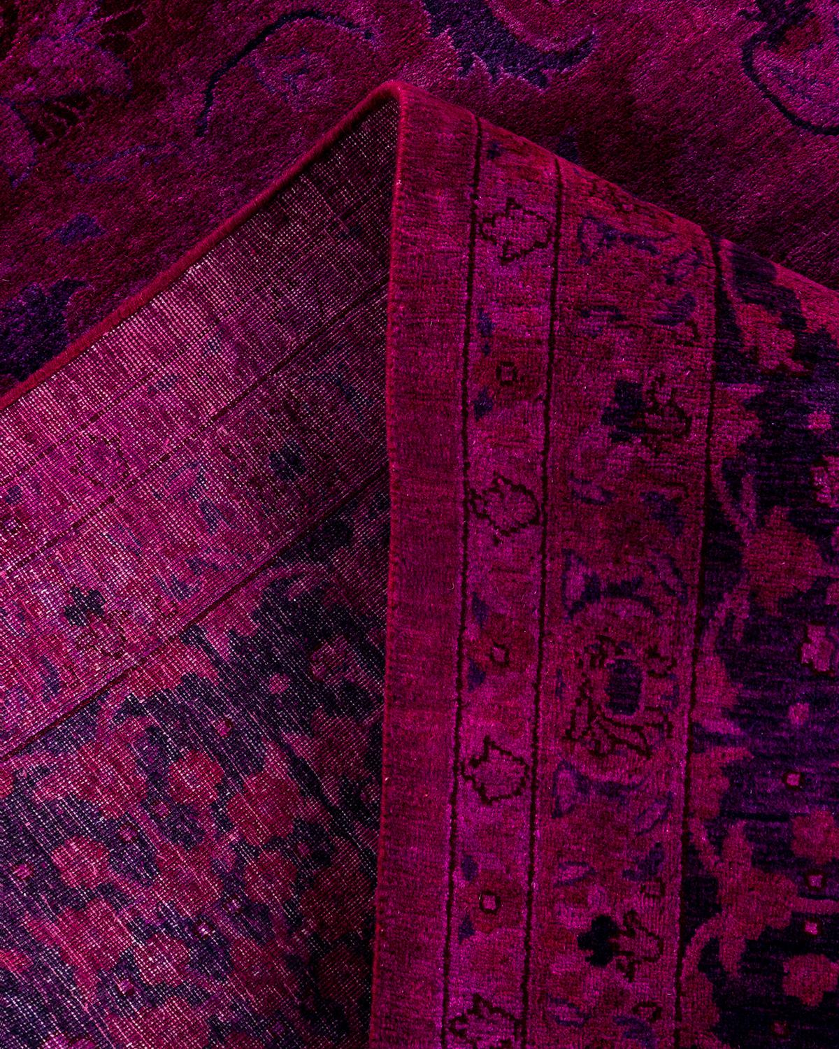 Alfombra de lana púrpura anudada a mano, vibración fina y contemporánea Lana en venta