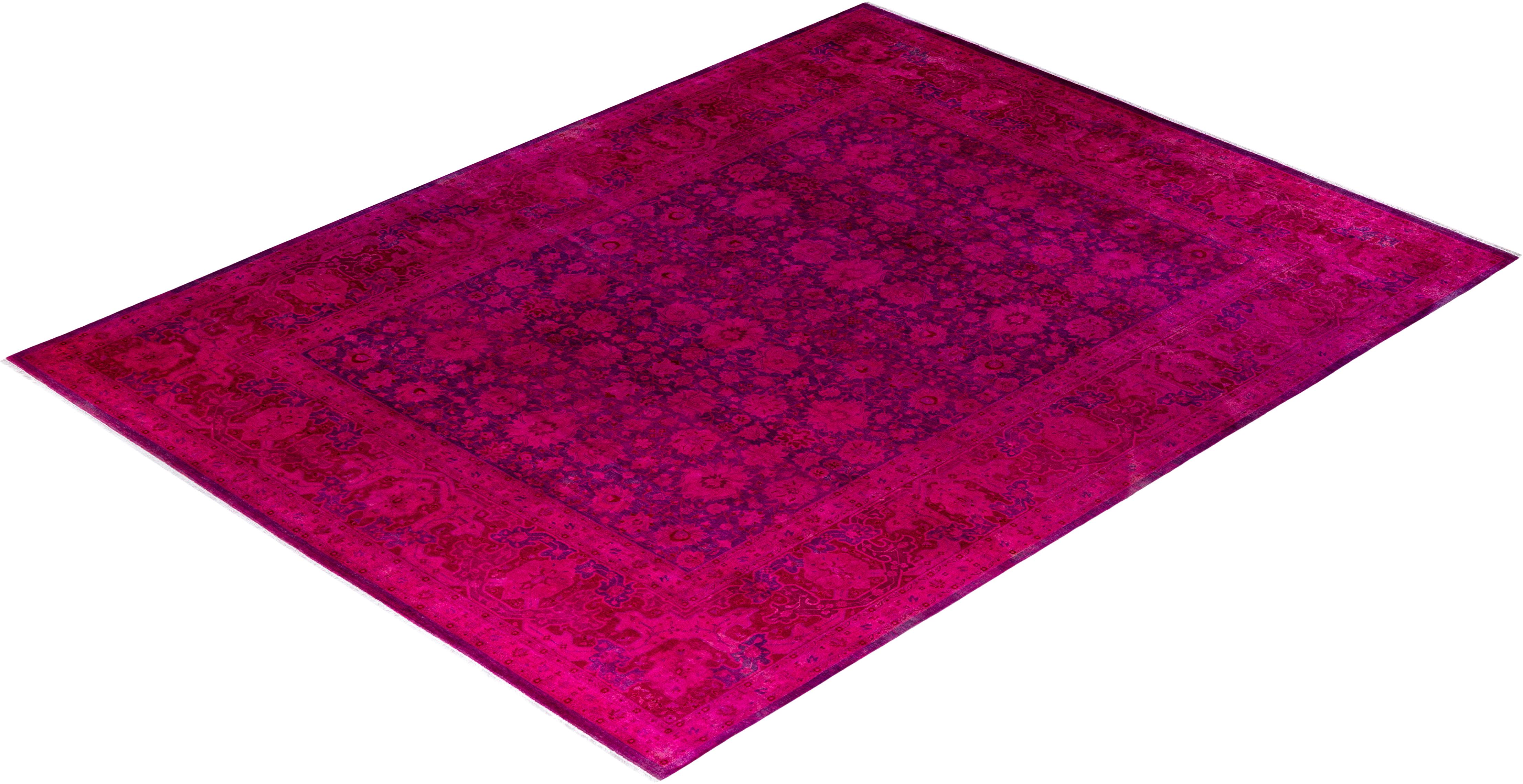 Alfombra de lana púrpura anudada a mano, vibración fina y contemporánea en venta 2