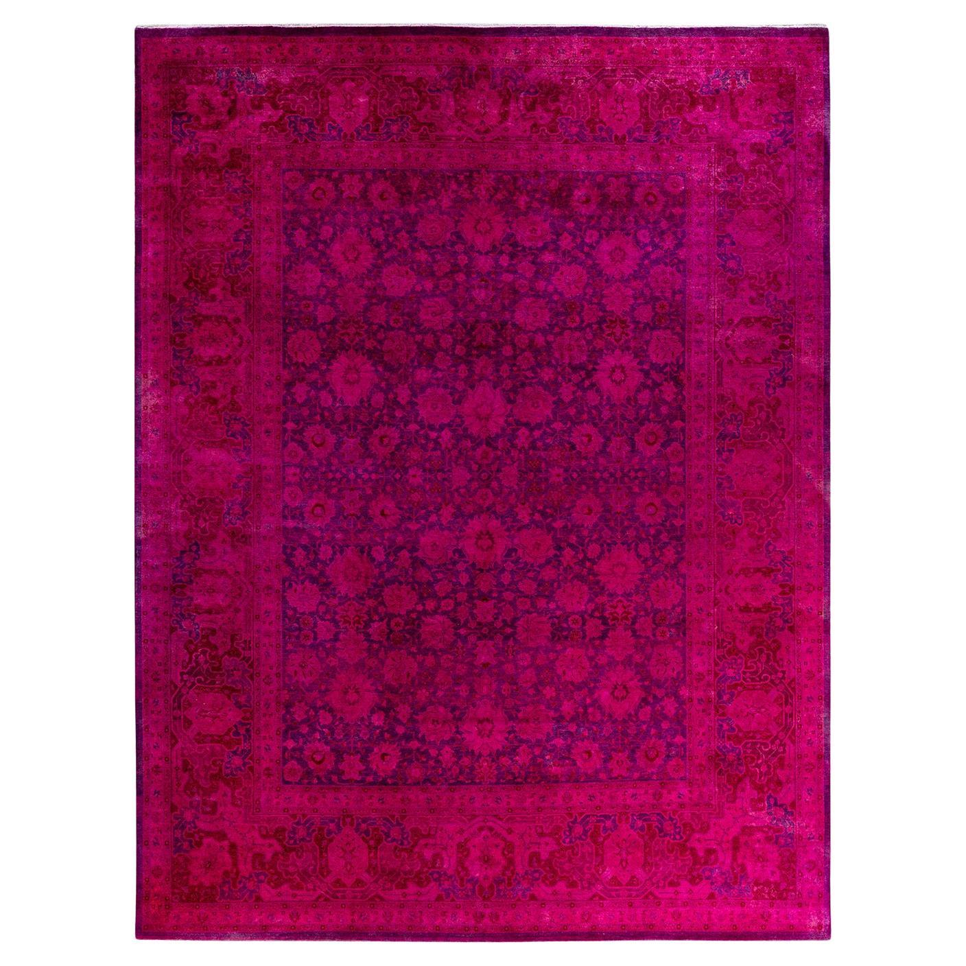 Contemporary Fine Vibrance Hand Knotted Wool Purple Area Rug