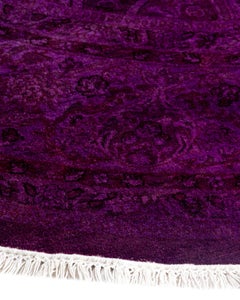 Contemporary Fine Vibrance Hand Knotted Wool Purple Round Area Rug