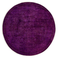 Contemporary Fine Vibrance Hand Knotted Wool Purple Round Area Rug