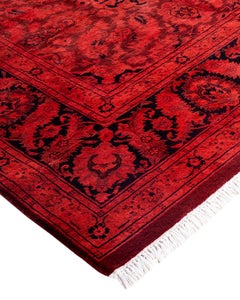 Contemporary Fine Vibrance Hand Knotted Wool Red Area Rug