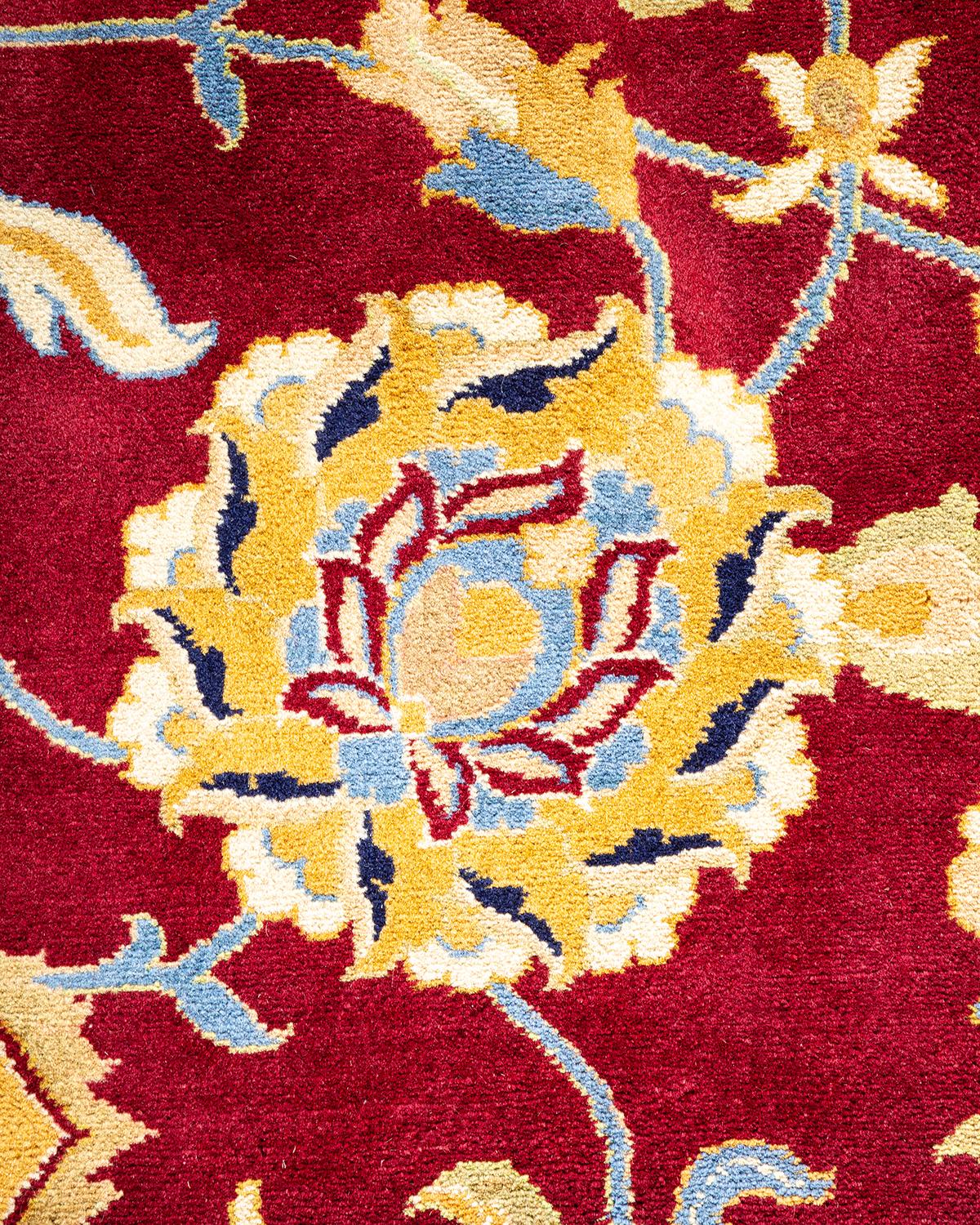 Pakistano Tappeto contemporaneo Fine Vibrance in lana annodata a mano di colore rosso in vendita