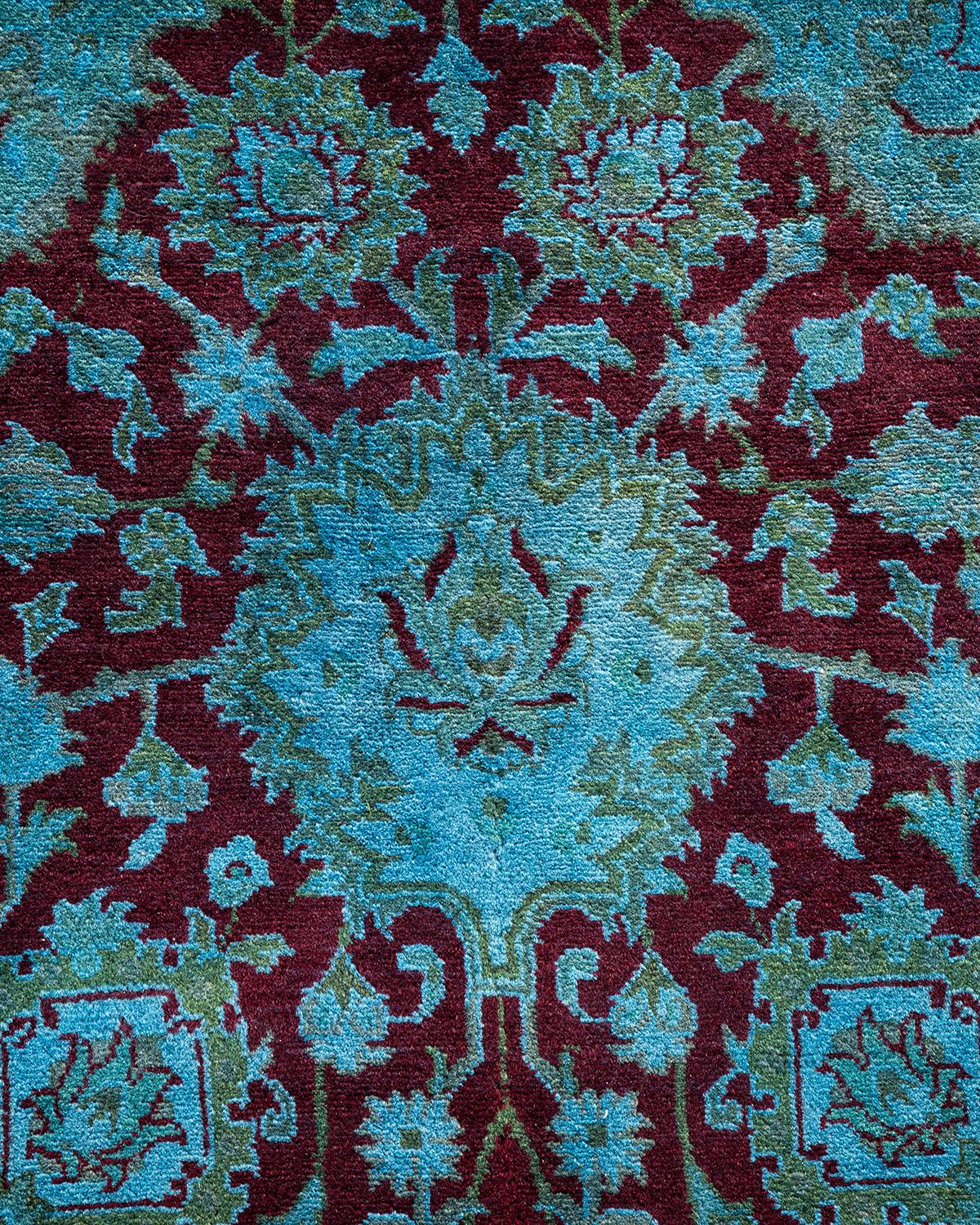Pakistani Contemporary Fine Vibrance Hand Knotted Wool Red Area Rug For Sale