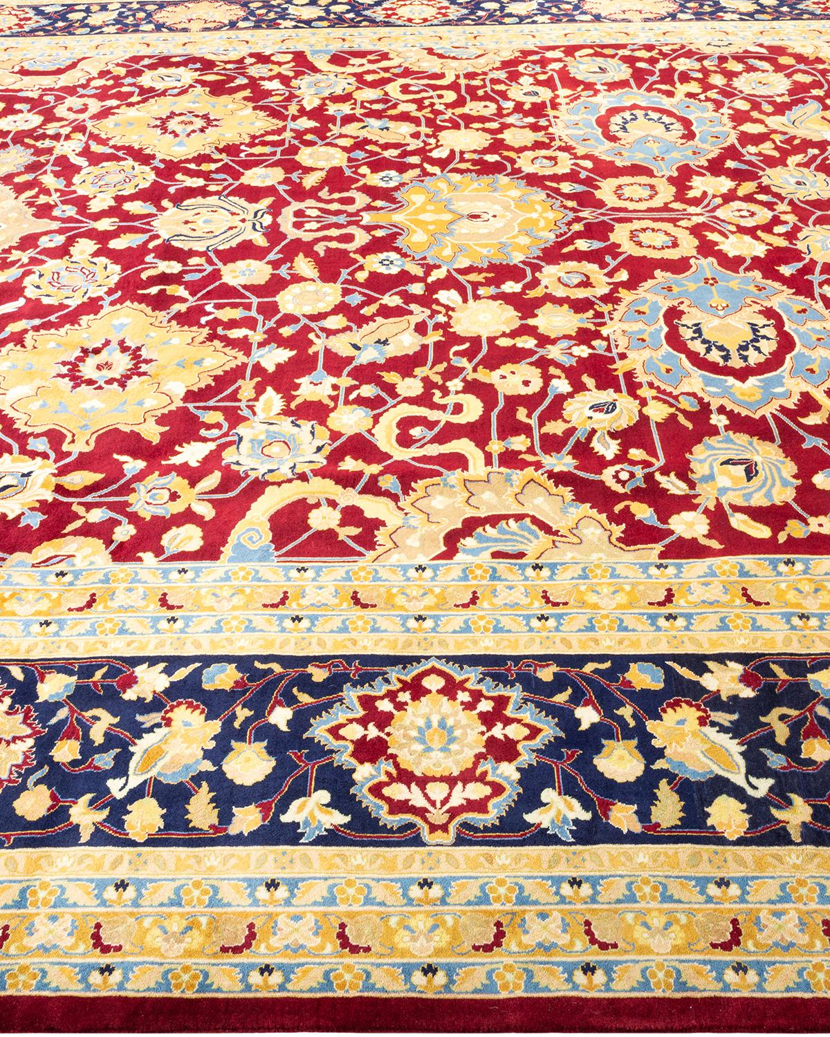 Contemporary Fine Vibrance Hand Knotted Wool Red Area Rug  im Zustand „Neu“ im Angebot in Norwalk, CT