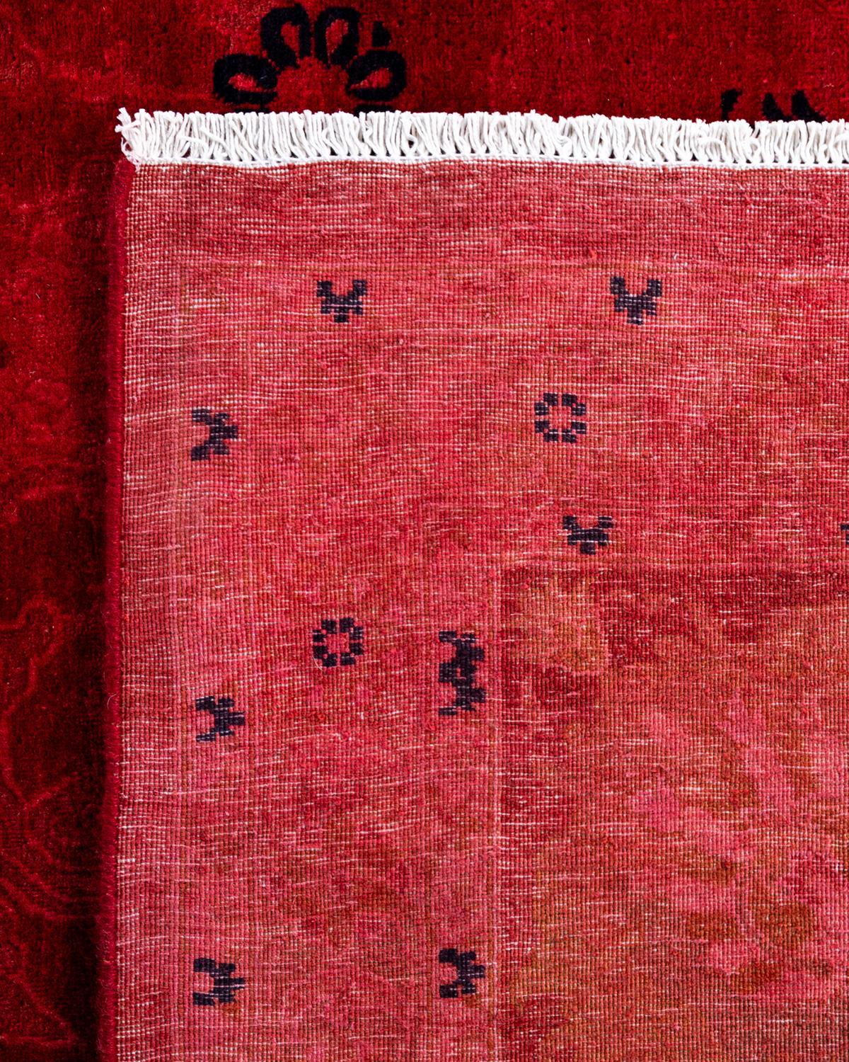 Contemporary Fine Vibrance Hand Knotted Wool Red Area Rug (21. Jahrhundert und zeitgenössisch) im Angebot