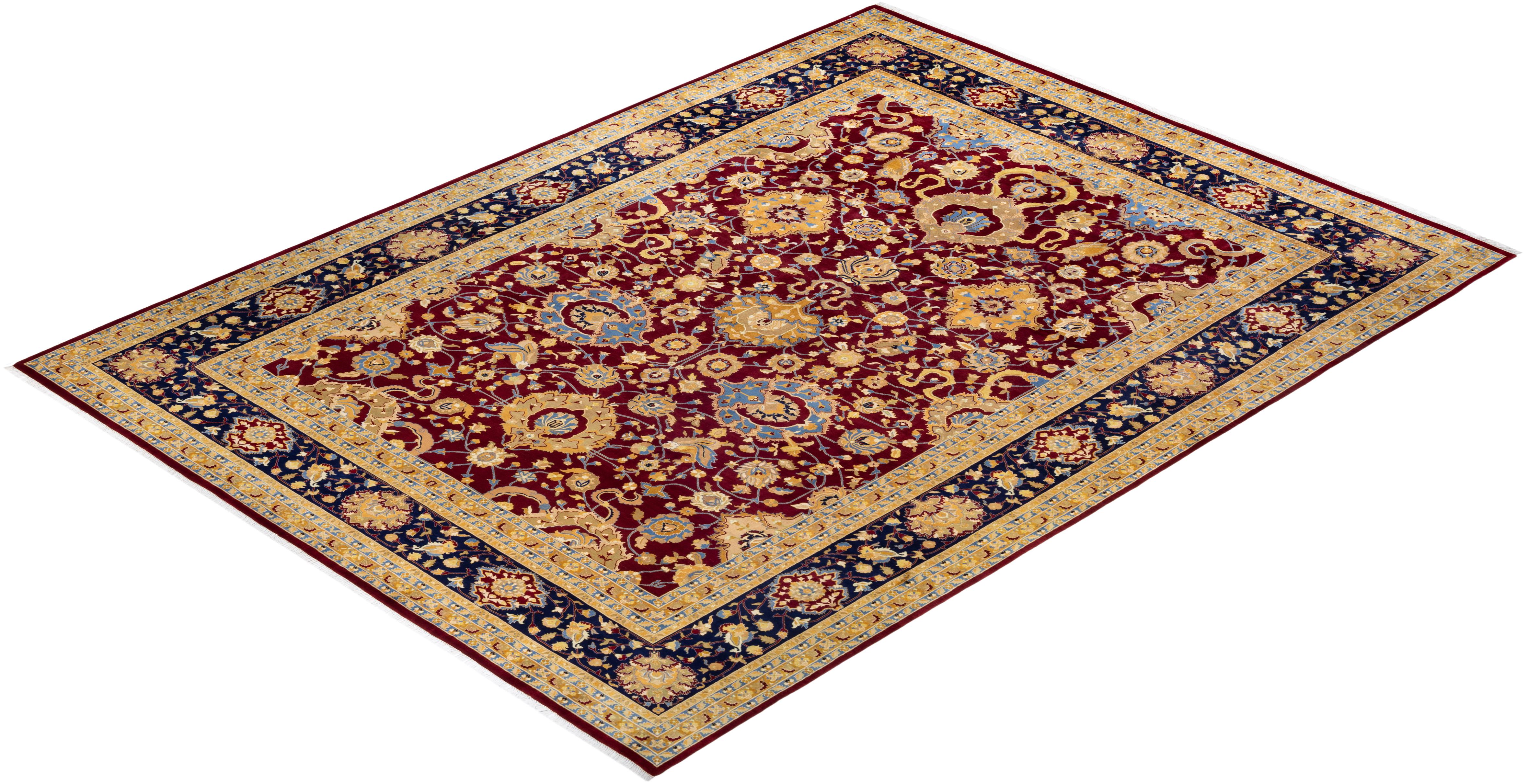 Contemporary Fine Vibrance Hand Knotted Wool Red Area Rug  im Angebot 2