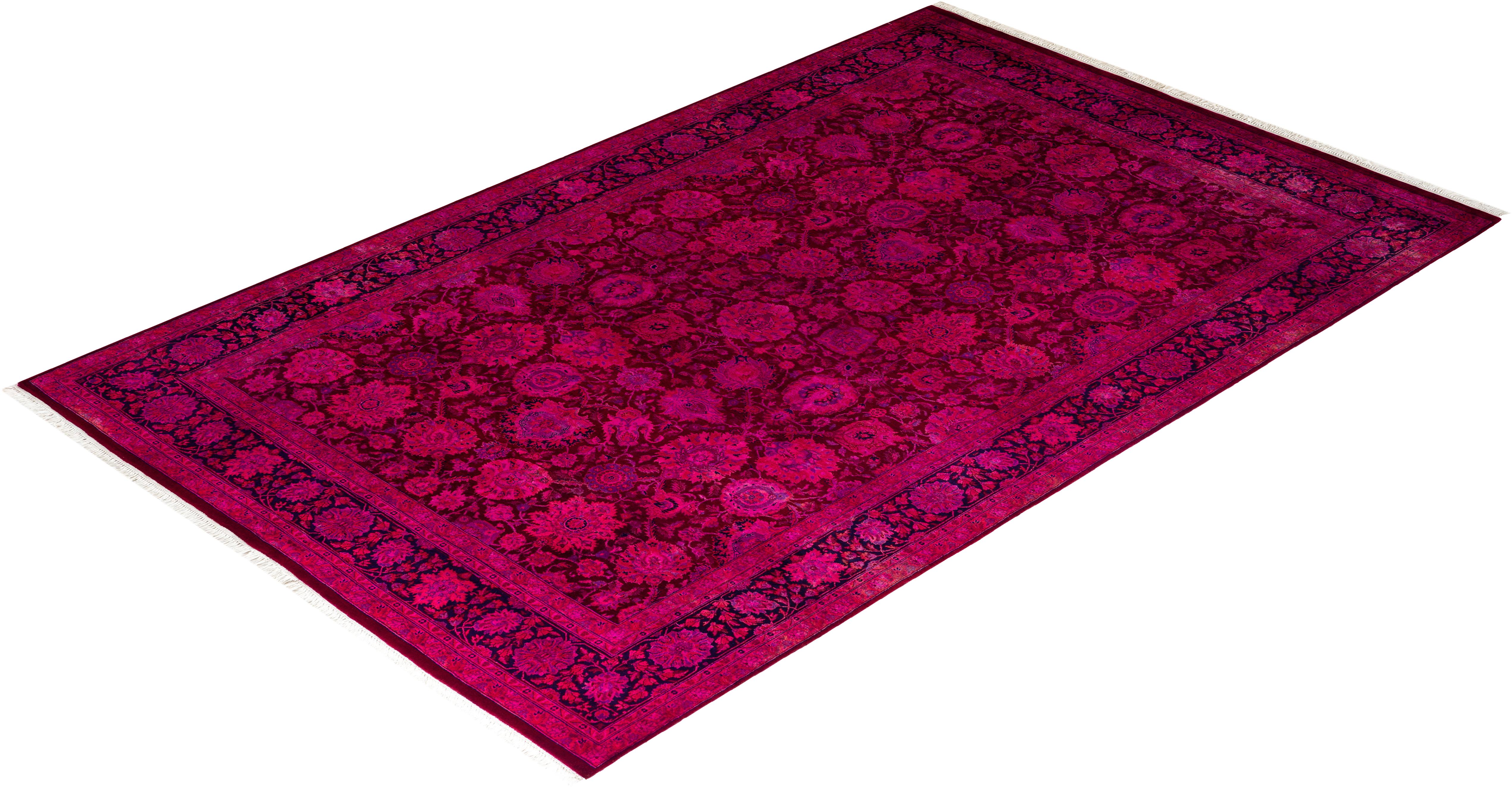 Contemporary Fine Vibrance Hand Knotted Wool Red Area Rug (Tapis de sol en laine rouge) en vente 2