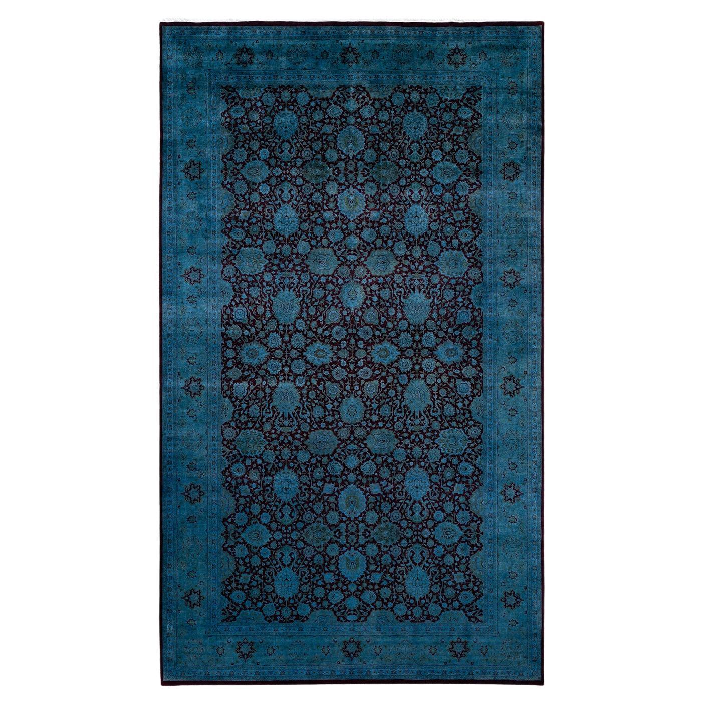 Contemporary Fine Vibrance Hand Knotted Wool Red Area Rug For Sale