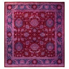 Contemporary Fine Vibrance Hand Knotted Wool Red Area Rug