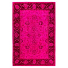 Contemporary Fine Vibrance Hand Knotted Wool Red Area Rug 
