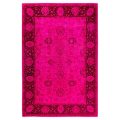 Contemporary Fine Vibrance Hand Knotted Wool Red Area Rug
