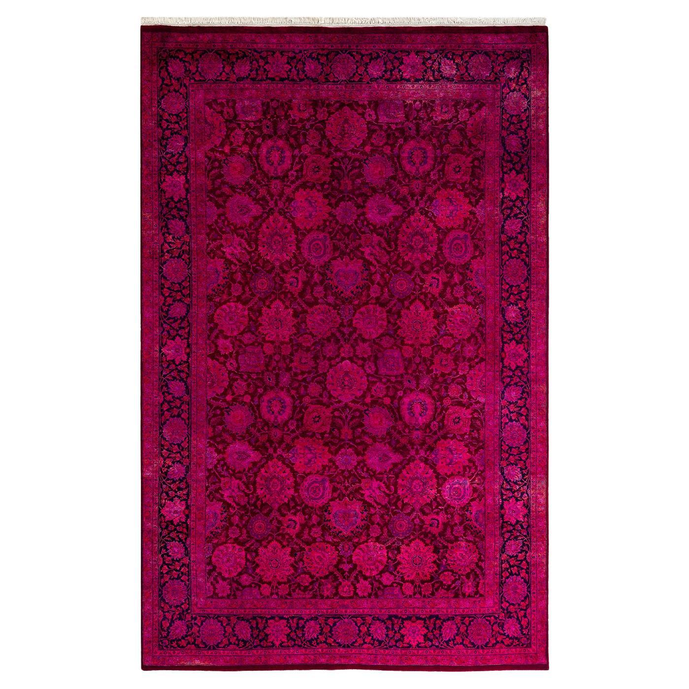 Contemporary Fine Vibrance Hand Knotted Wool Red Area Rug  im Angebot