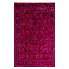 Contemporary Fine Vibrance Hand Knotted Wool Red Area Rug 