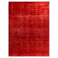 Contemporary Fine Vibrance Hand Knotted Wool Red Area Rug