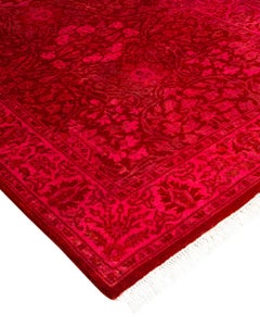 Contemporary Fine Vibrance Hand Knotted Wool Red Runner