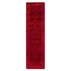 Contemporary Fine Vibrance Hand Knotted Wool Red Runner