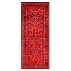 Contemporary Fine Vibrance Hand Knotted Wool Red Runner 