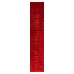 Contemporary Fine Vibrance Handgeknüpfter Läufer aus roter Wolle