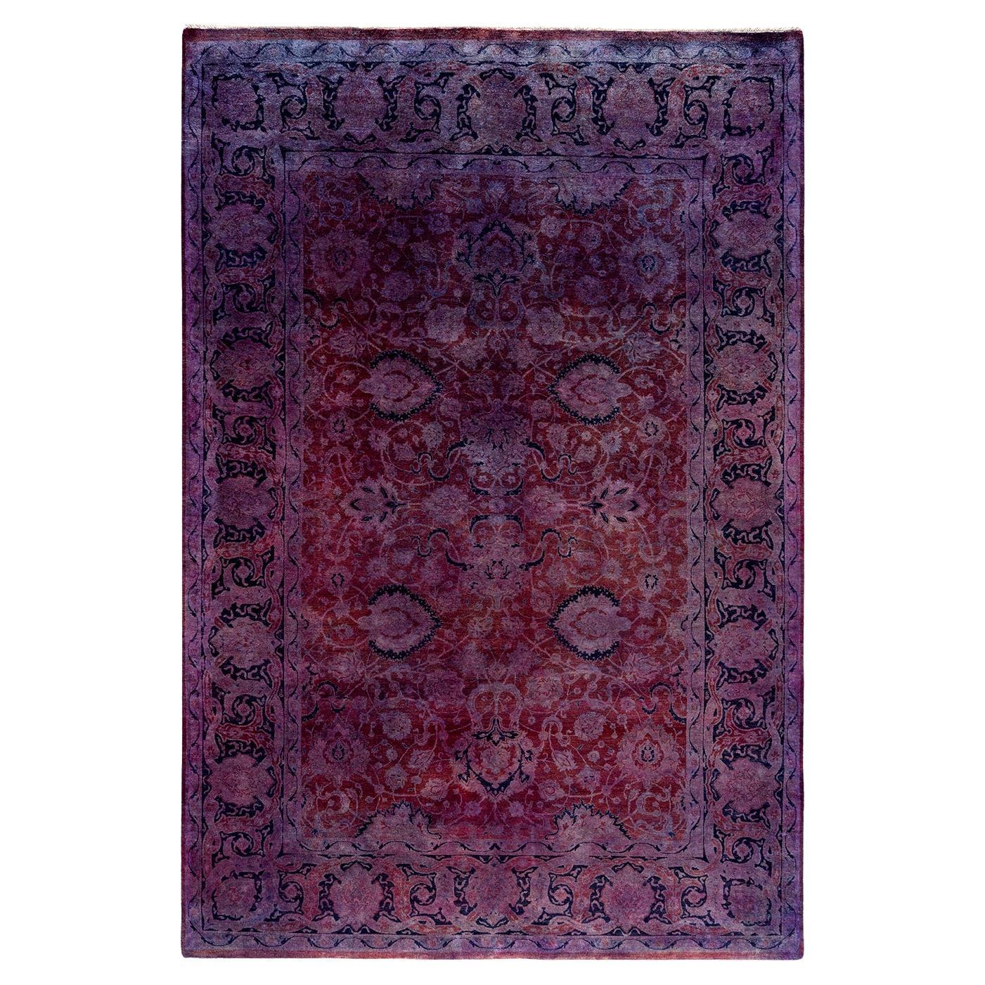 Contemporary Fine Vibrance Hand Knotted Wool Rust Area Rug 