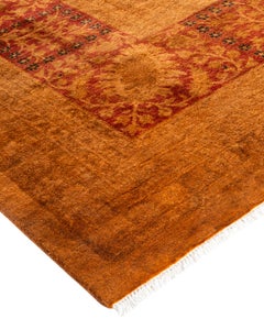 Contemporary Fine Vibrance Hand Knotted Wool Yellow Area Rug