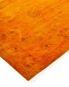Contemporary Fine Vibrance Hand Knotted Wool Yellow Area Rug