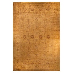 Contemporary Fine Vibrance Hand Knotted Wool Yellow Area Rug