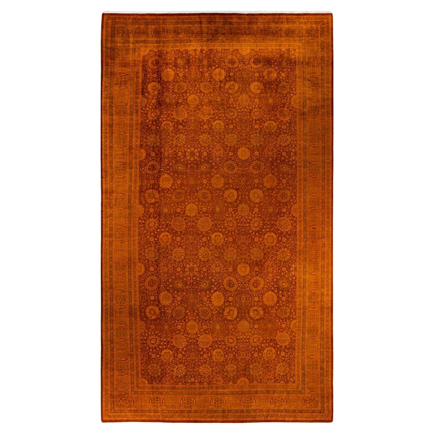 Contemporary Fine Vibrance Hand Knotted Wool Yellow Area Rug For Sale
