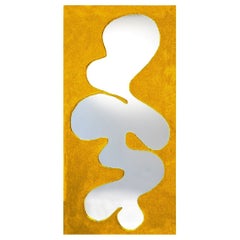 Contemporary “Fiordo” Mirror, 100% Wool Frame in Mustard Yellow by Brera Studio