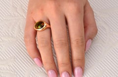 Contemporary Fire Agate and 18 Carat Gold Ring