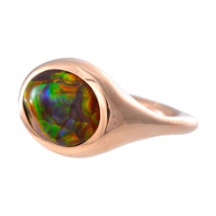 Contemporary Fire Agate and 18 Carat Gold Ring