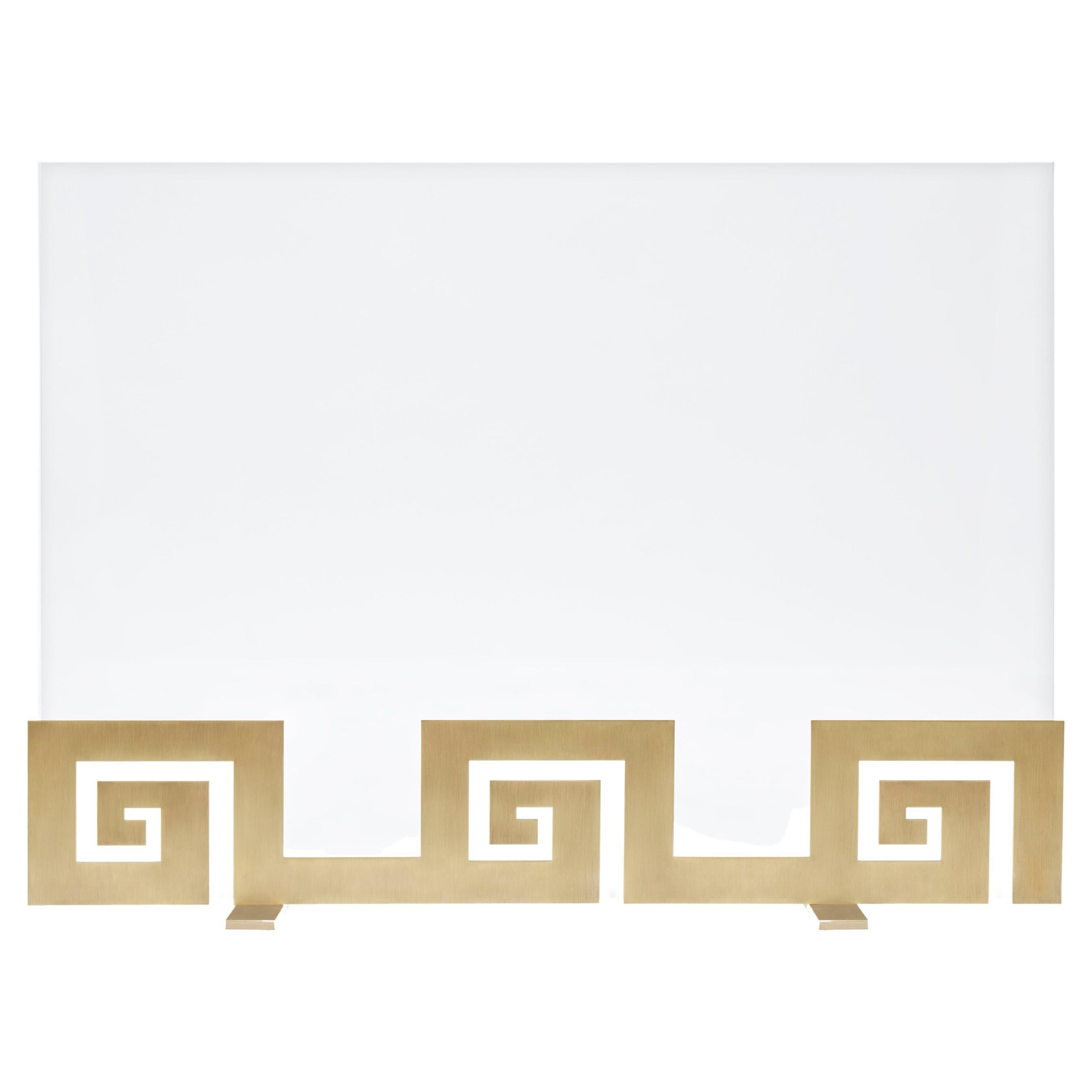 Contemporary Fireplace Screen "Argos" in Brass with Organic Forms, by