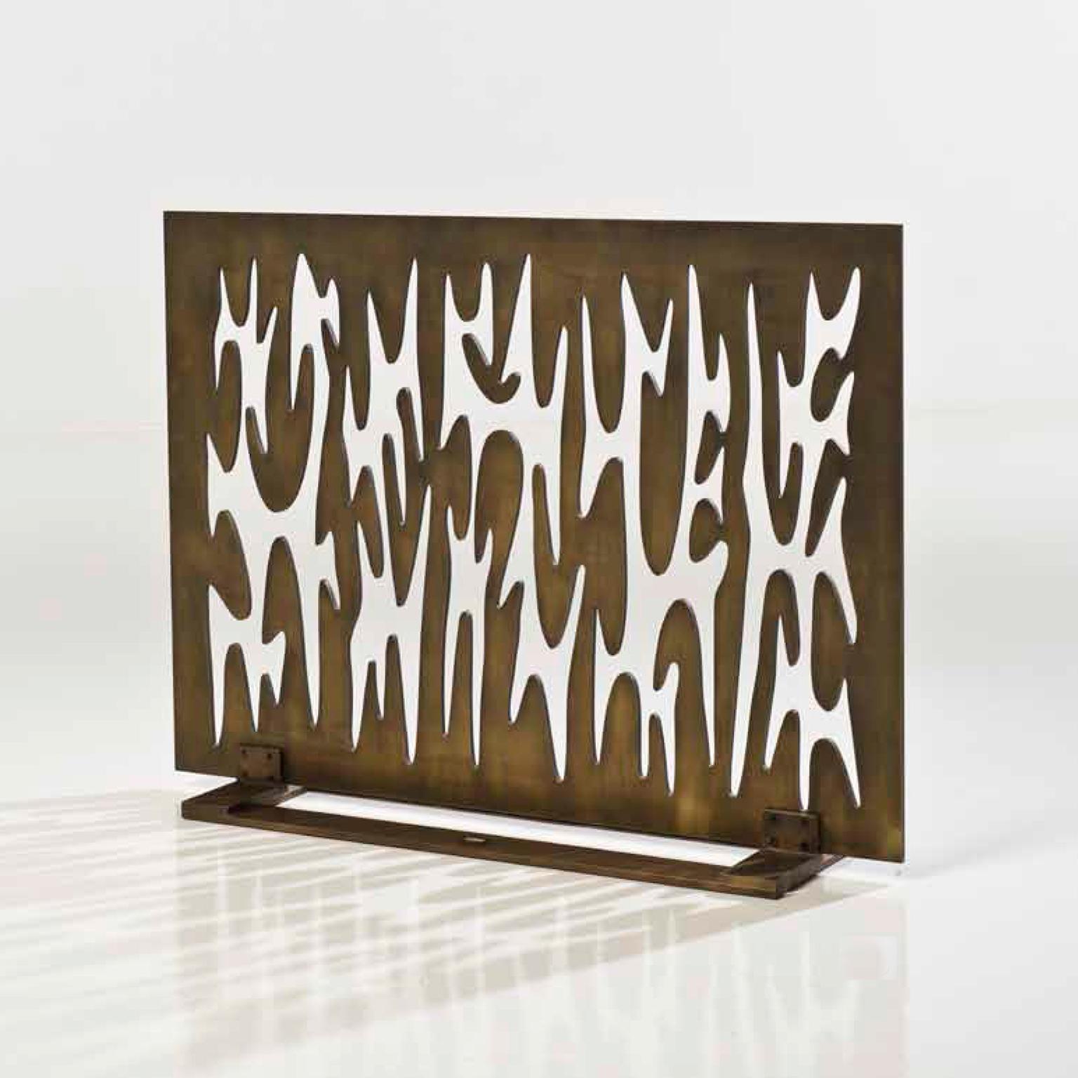 Contemporary, handcrafted fireplace screen model 