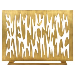 Contemporary Fireplace Screen "Argos" in Brass with Organic Forms, by Anaktae