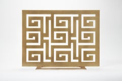 Contemporary Fireplace Screen "Estia" in Brass with Greek Key Pattern by Anaktae