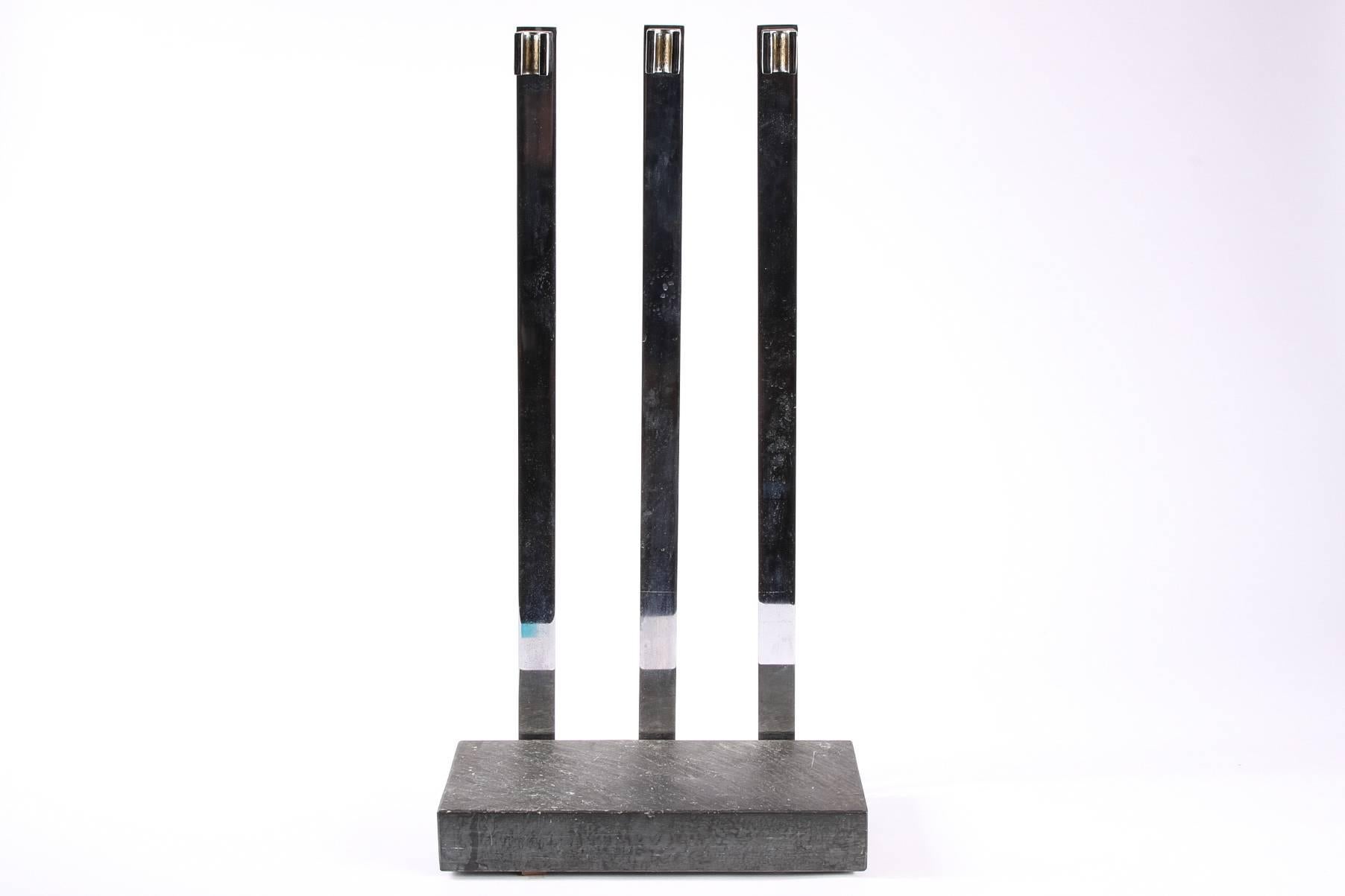 Contemporary Fireplace Tools Set on a Slate Base 1