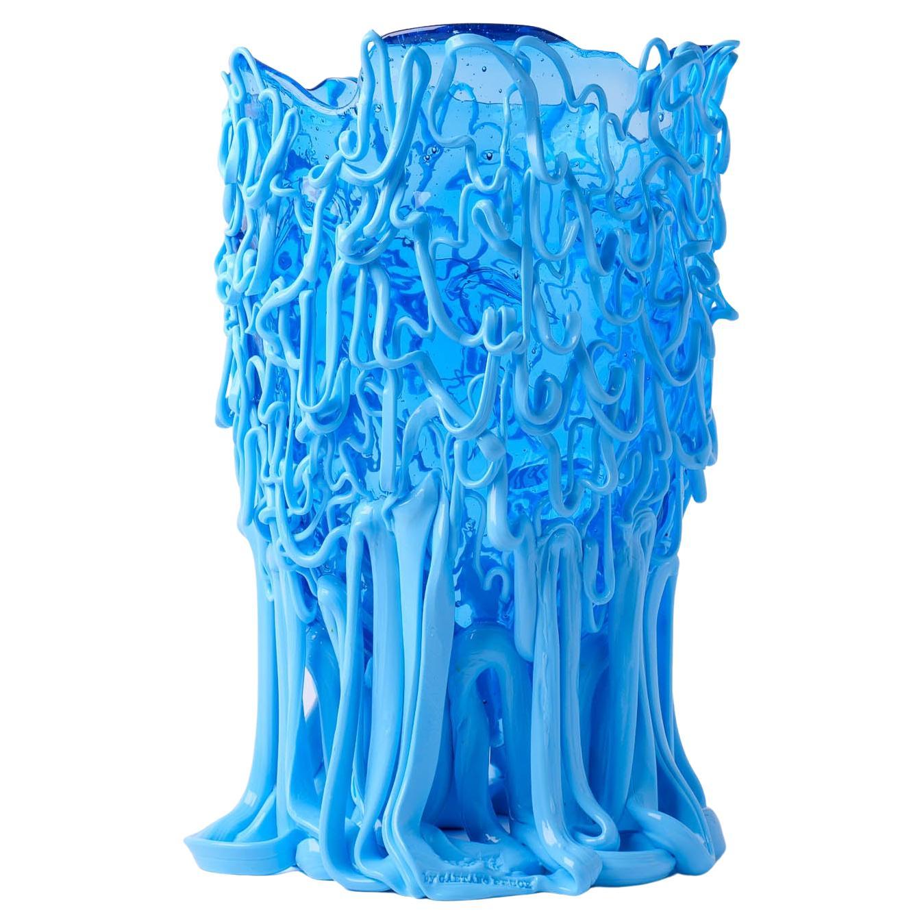 Contemporary Fish Design Gaetano Pesce Medusa L Vase Resin Light Blue Celeste