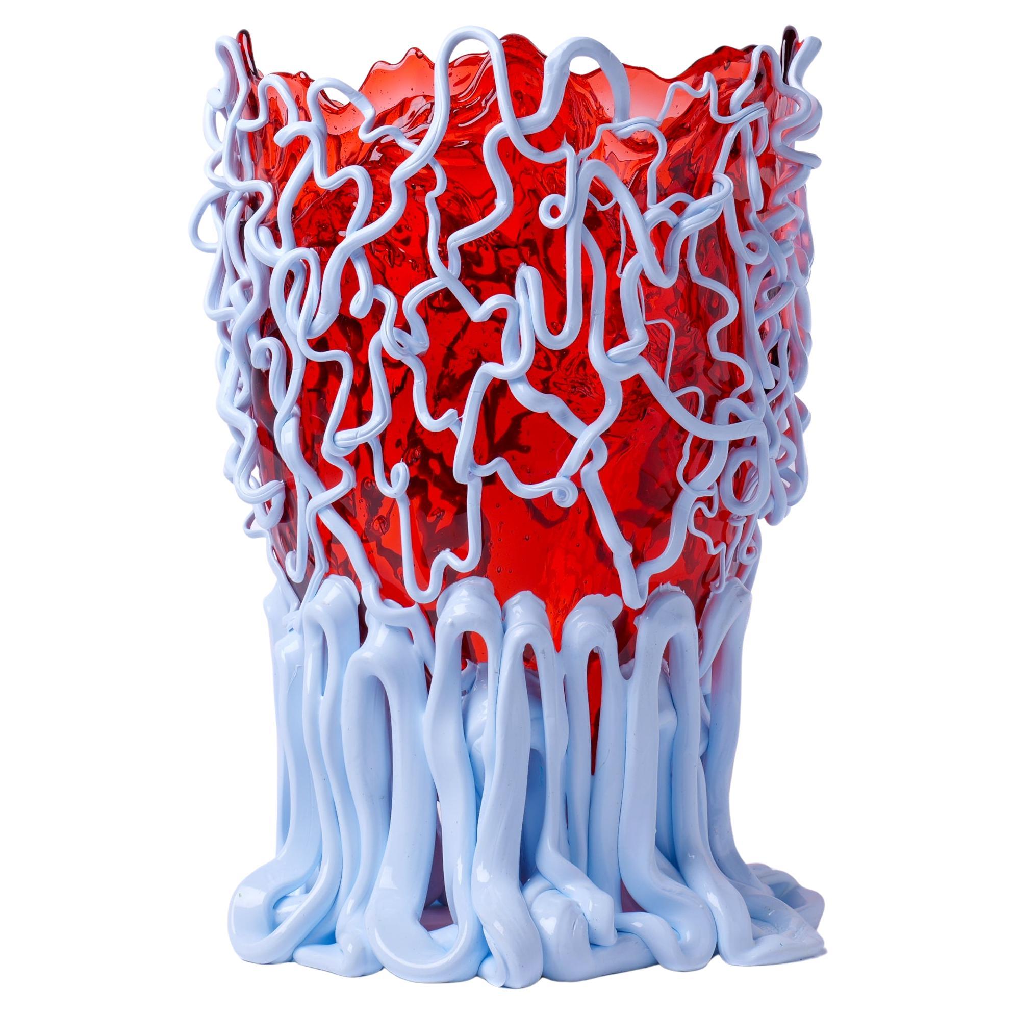 Contemporary Fish Design Gaetano Pesce Medusa L Vase Soft Resin Red Pastel Blue For Sale
