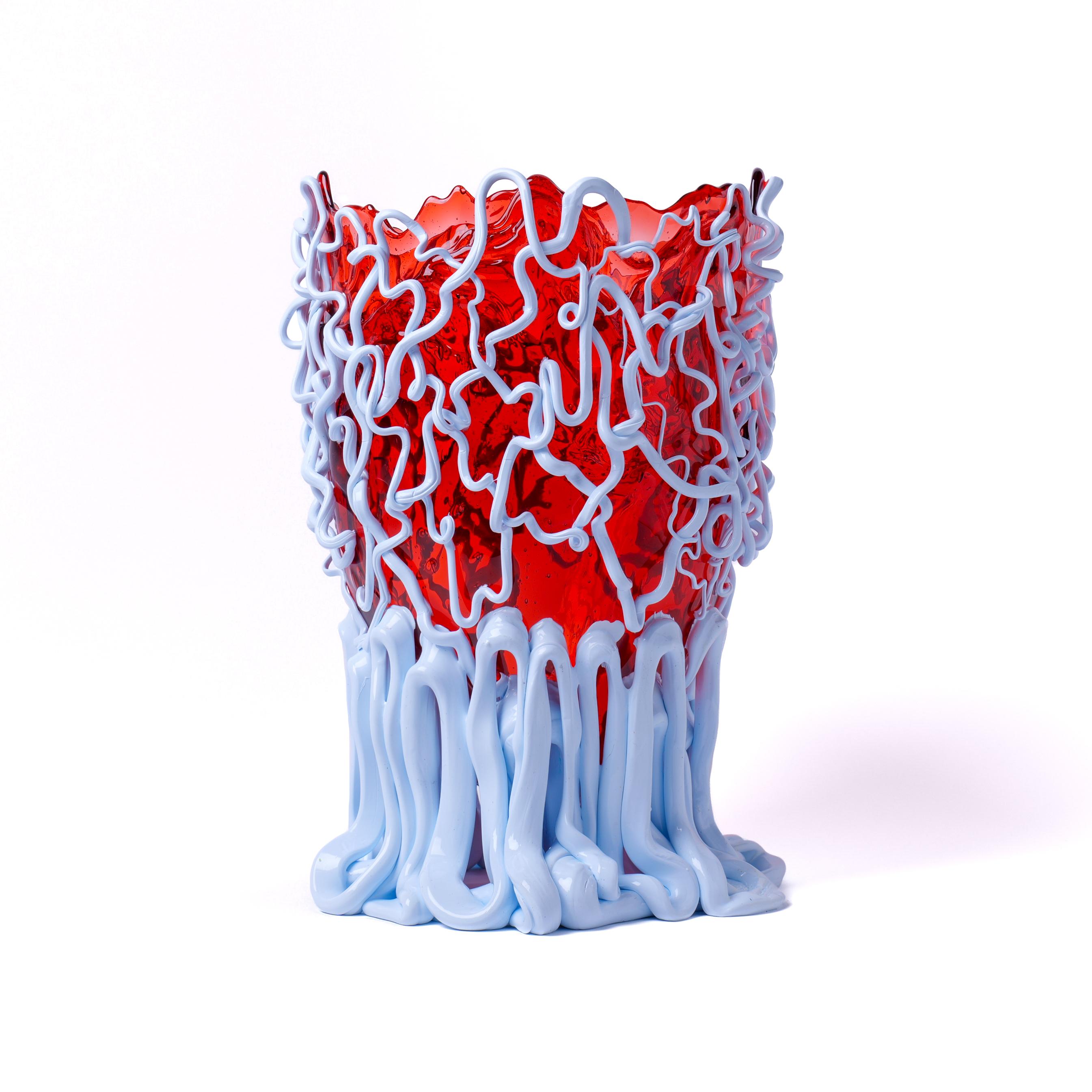 Modern Contemporary Fish Design Gaetano Pesce Medusa L Vase Soft Resin Red Pastel Blue For Sale