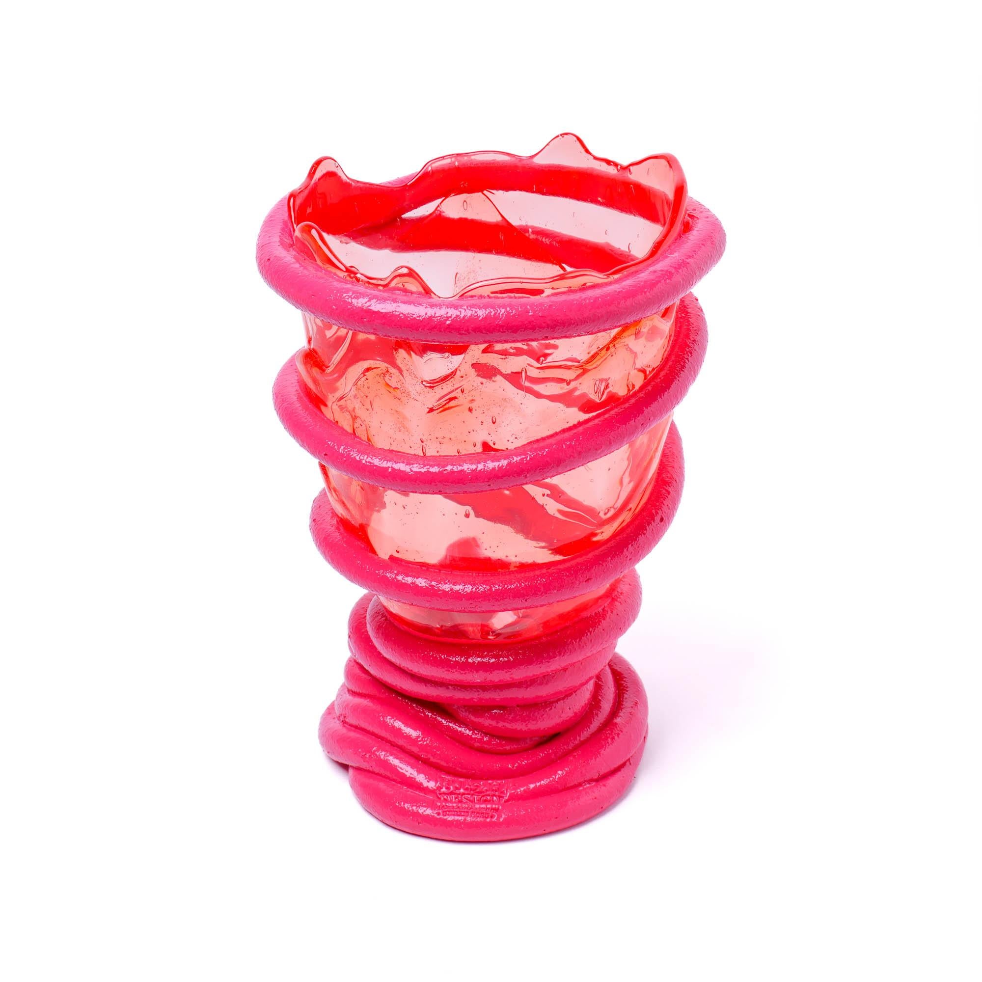 Modern Contemporary Fish Design Gaetano Pesce Pompitu I Vase L Light Ruby Fuchsia For Sale