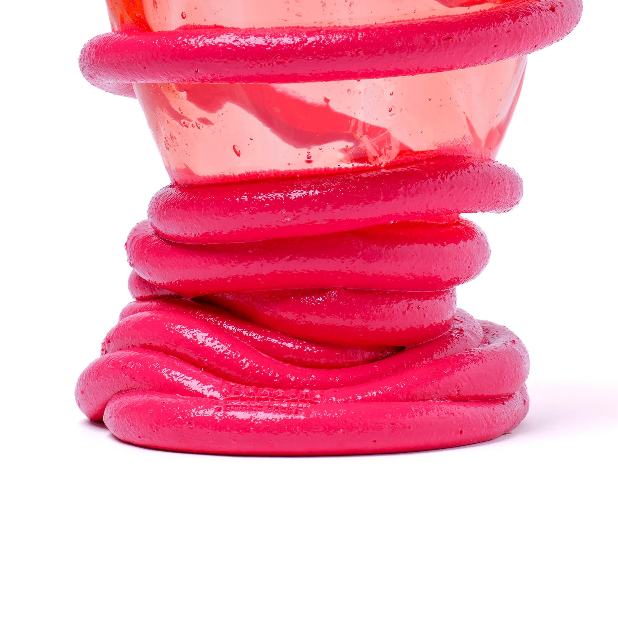 Resin Contemporary Fish Design Gaetano Pesce Pompitu I Vase L Light Ruby Fuchsia For Sale