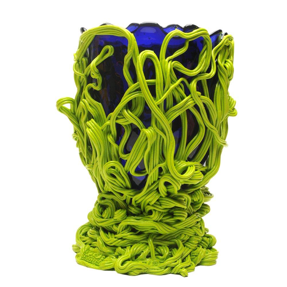 Modern Contemporary Fish Design Gaetano Pesce Spaghetti L Vase Soft Resin Blue Lime For Sale
