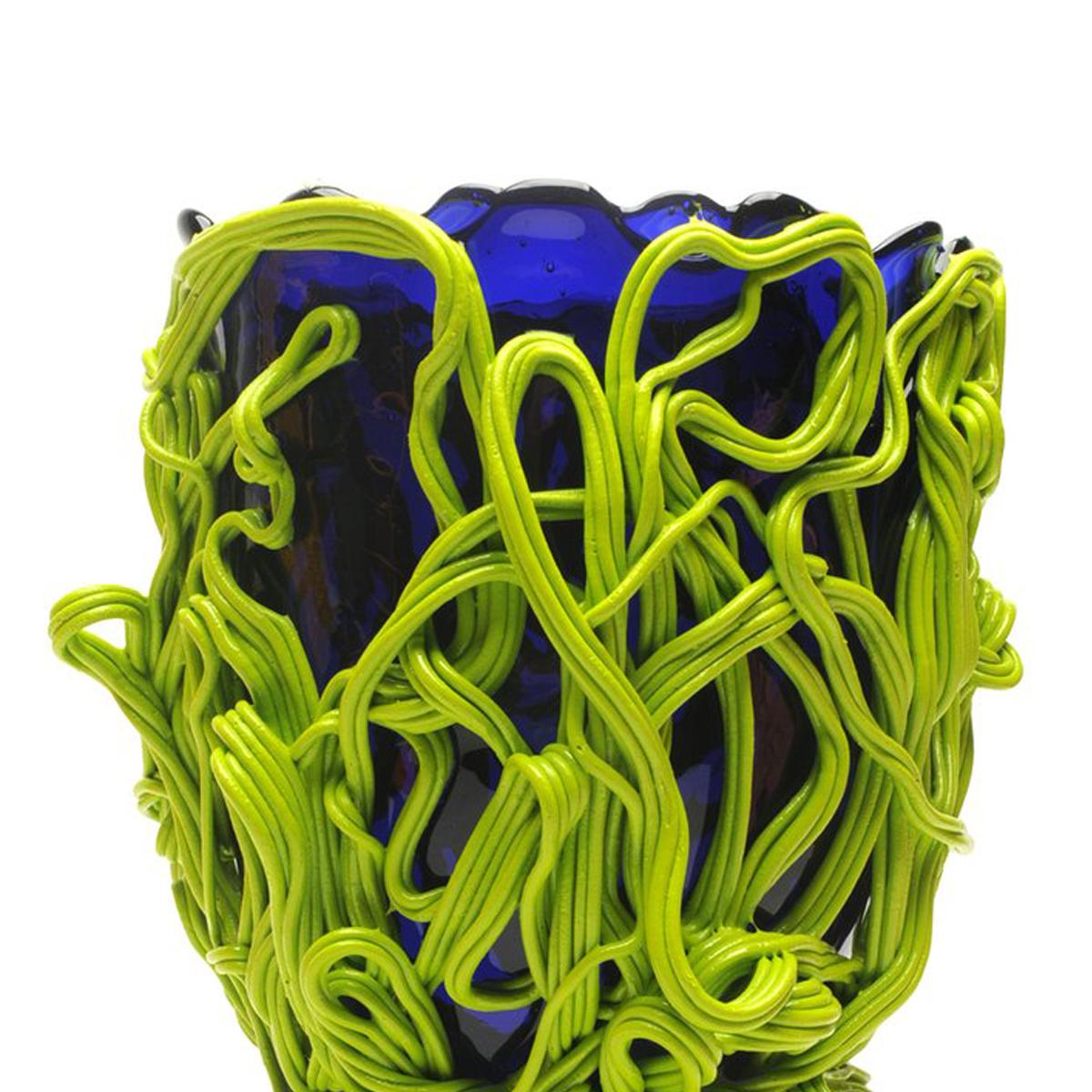 Contemporary Fish Design Gaetano Pesce Spaghetti L Vase Soft Resin Blue Lime In New Condition For Sale In barasso, IT