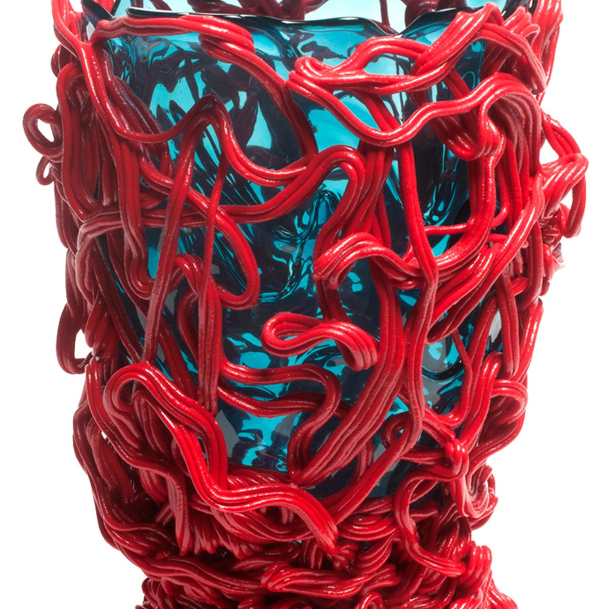 Italian Contemporary Fish Design Gaetano Pesce Spaghetti L Vase Soft Resin Red Blue For Sale