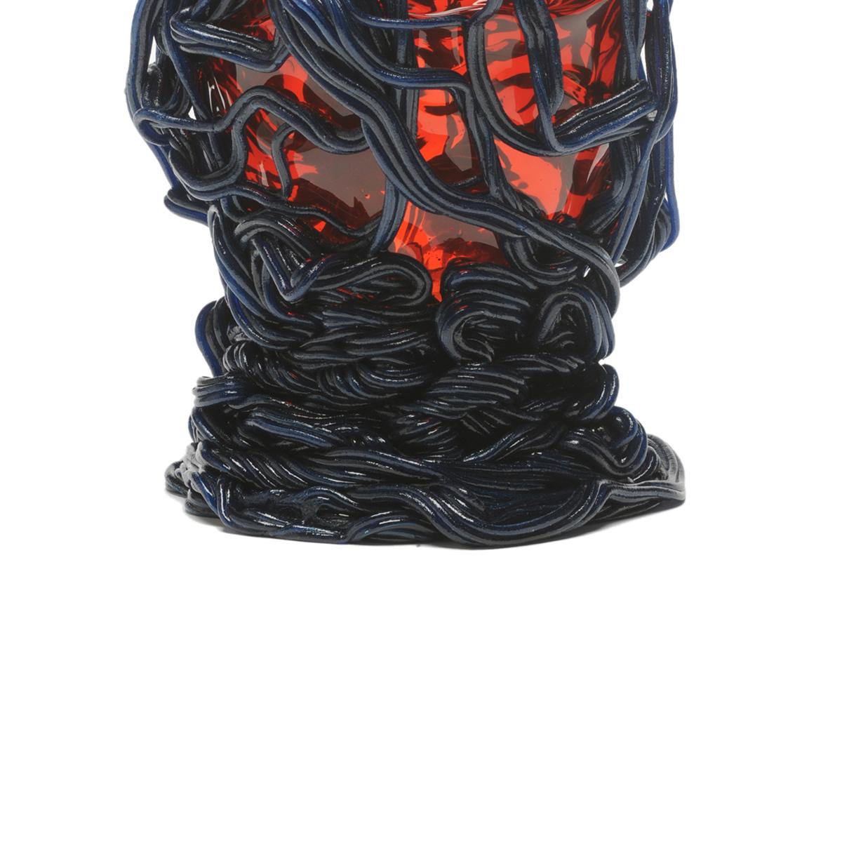 Modern Contemporary Fish Design Gaetano Pesce Spaghetti L Vase Soft Resin Red Matt Blue For Sale