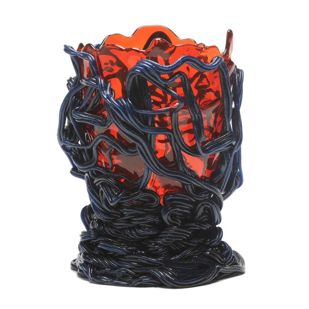 Contemporary Fish Design Gaetano Pesce Spaghetti L Vase Soft Resin Red Matt Blue For Sale 1