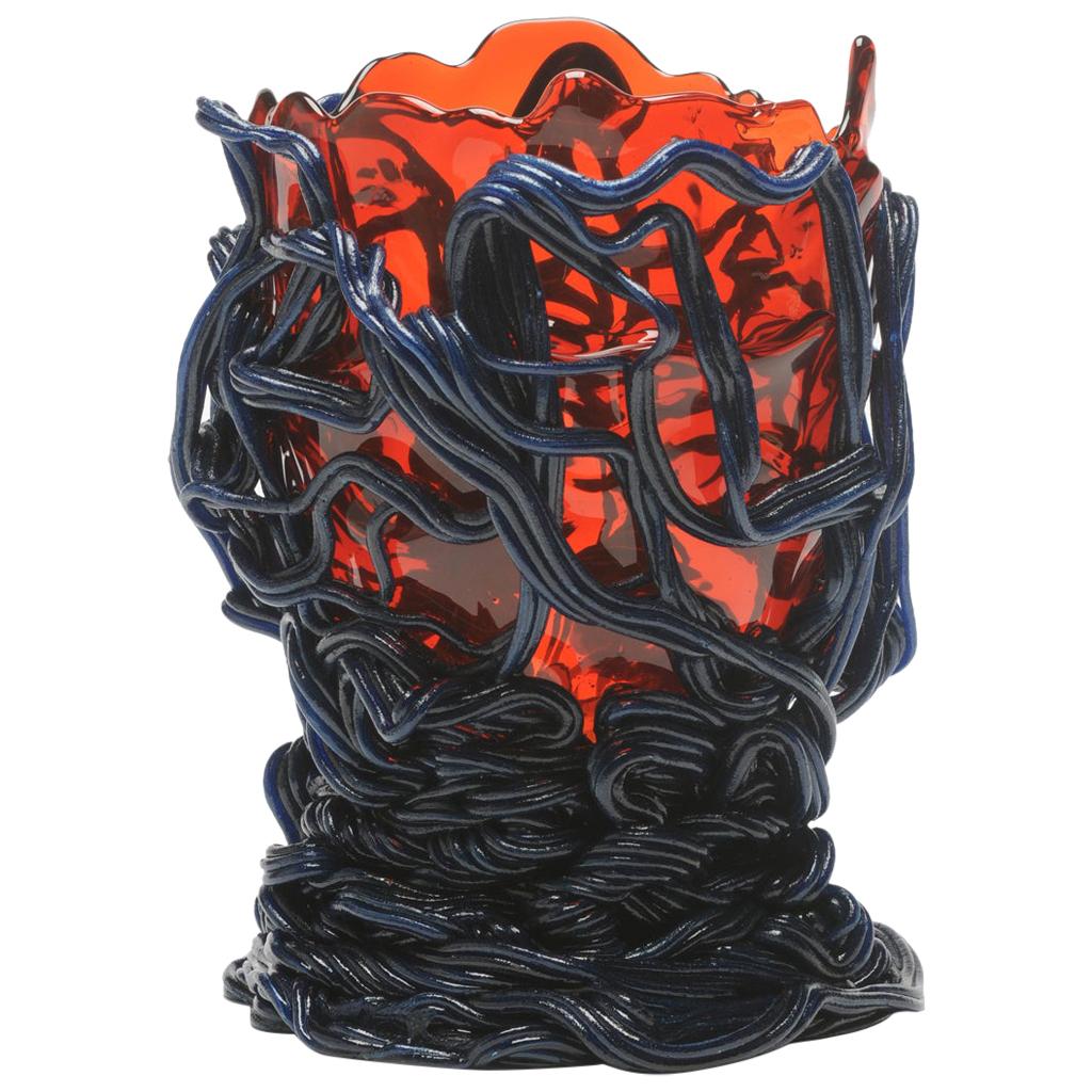 Contemporary Fish Design Gaetano Pesce Spaghetti L Vase Weichkunststoff Rot Matt Blau im Angebot