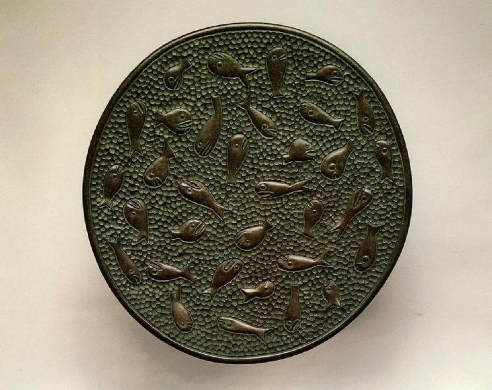 Contemporary Fish Plate in Cast Bronze by Judy McKie For Sale
